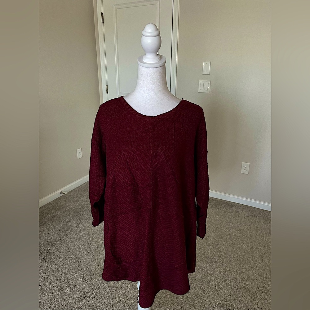 NWOT Boutique Plus Burgundy Lightweight Sweater Size 1X